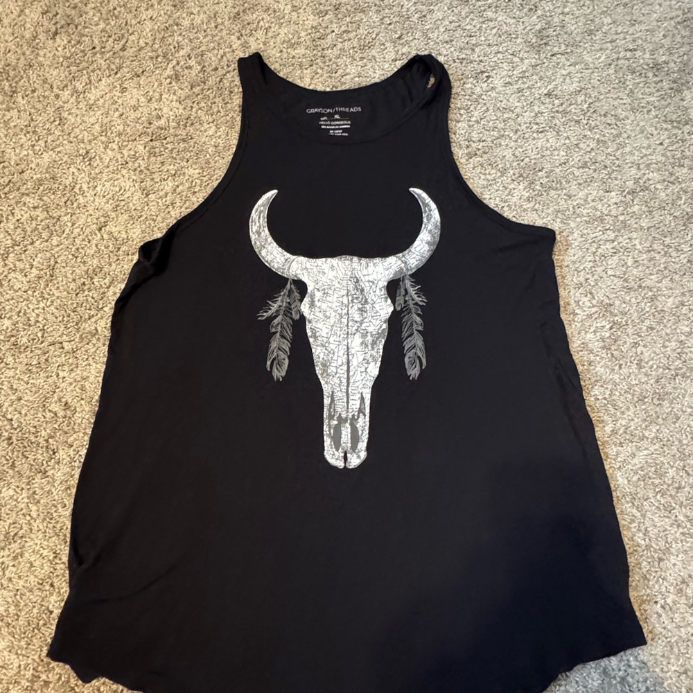 Grayson Threads Western Skull Tank – Black Racerback – Size XL – Soft & Cool